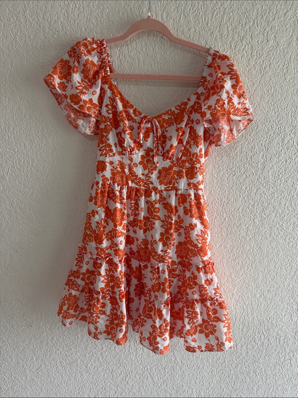 Francesca's White Dress with Orange Floral Print